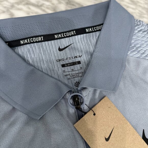Nike Court Slam Advantage ADV Tennis Polo Jersey Mens Medium Blue FD5244 440 - Picture 13 of 14